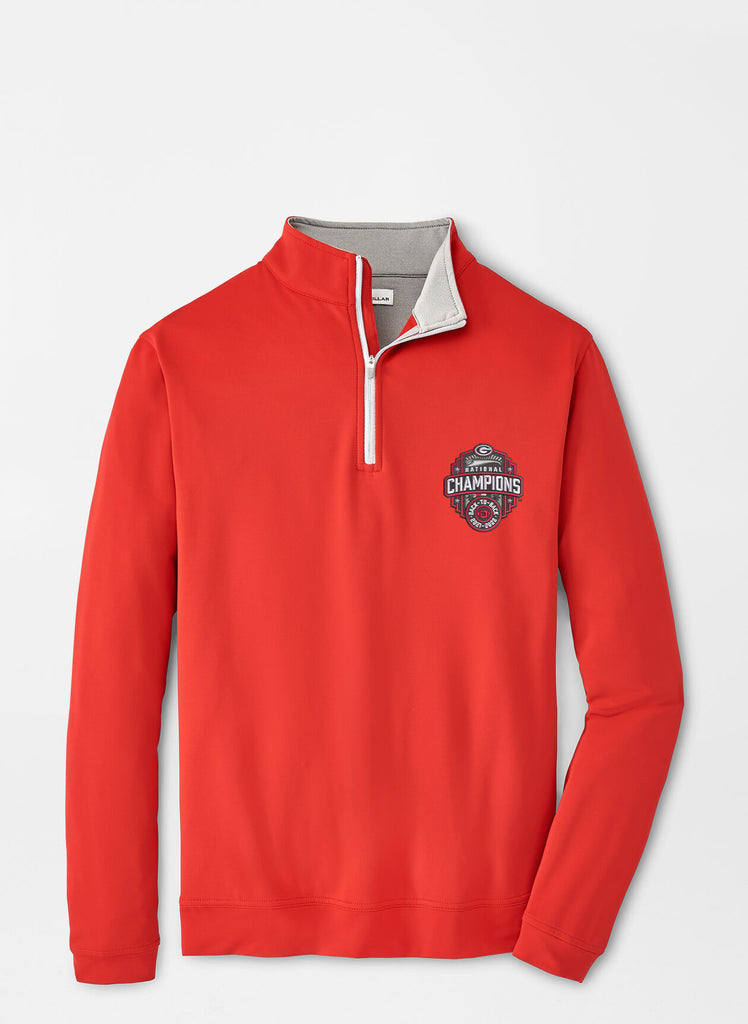 Peter Millar National Champ UGA 1/4 Zip Perth- Red Peter Millar National Champ UGA 1/4 Zip Perth- Red