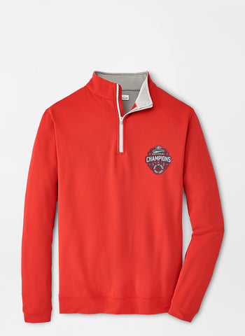 Peter Millar National Champ UGA 1/4 Zip Perth- Red