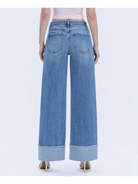 Cuffed Wide Leg Jeans