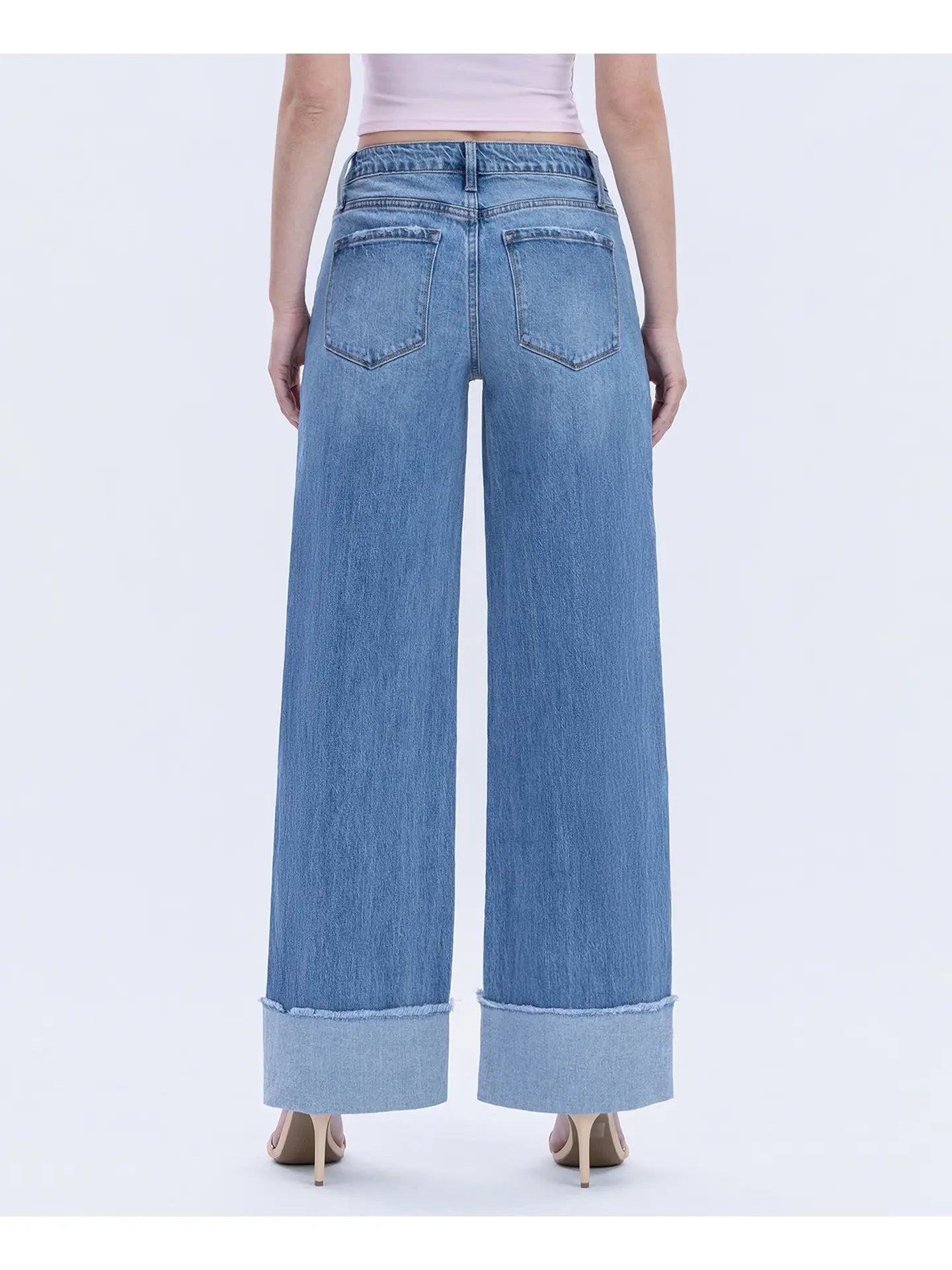 Cuffed Wide Leg Jeans