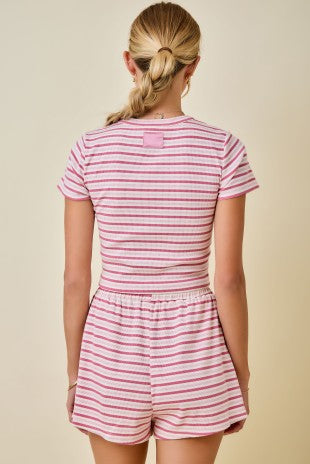 Seaside Ribbed Set - Pink