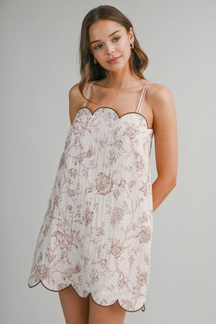 Vintage Scalloped Mini Dress