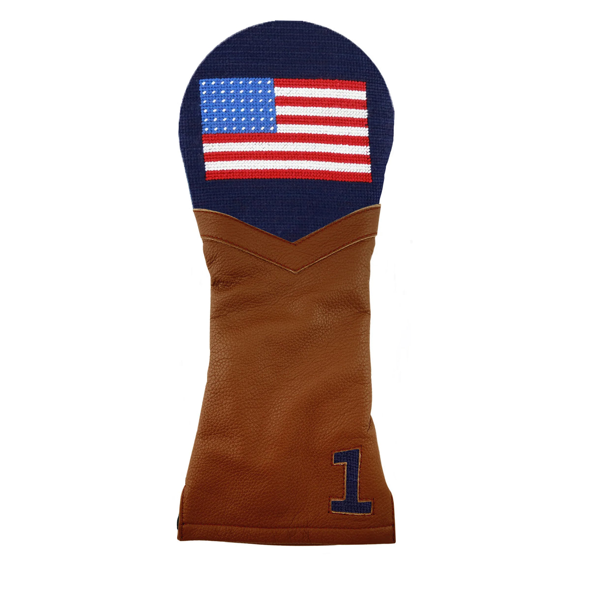 American Flag Driver Headcover (Dark Navy) (Chestnut Leather)