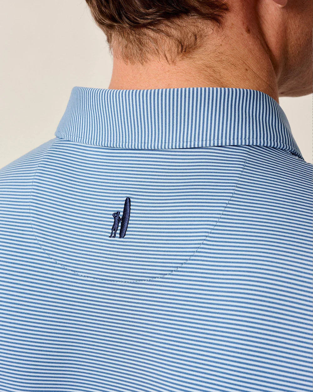 Performance Jersey Polo- Lyndonn Stripe Kona Lake