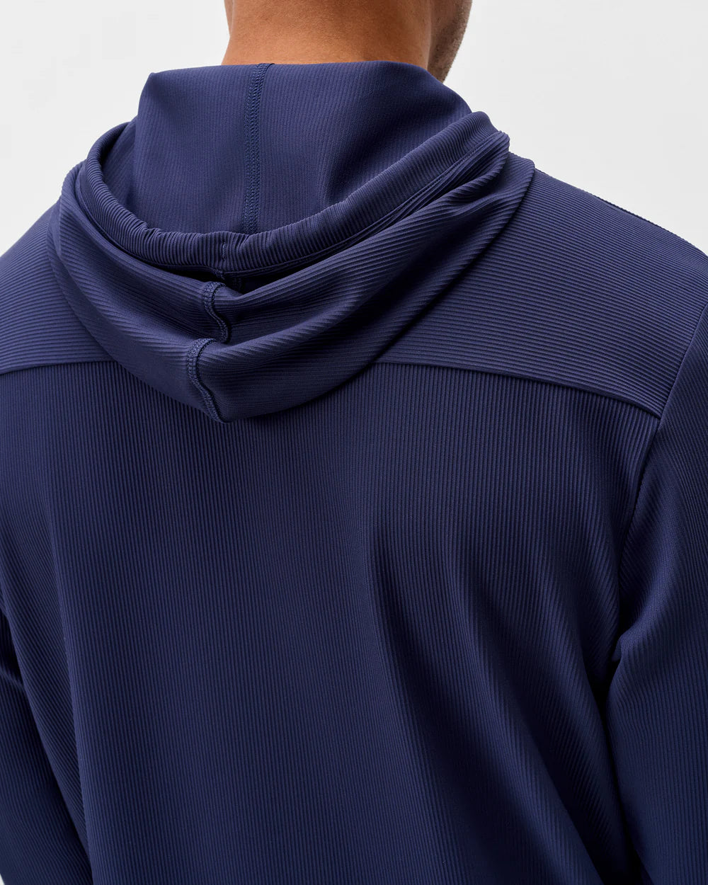 Hoppin Ribbed Knit Performance Hoodie- Navy