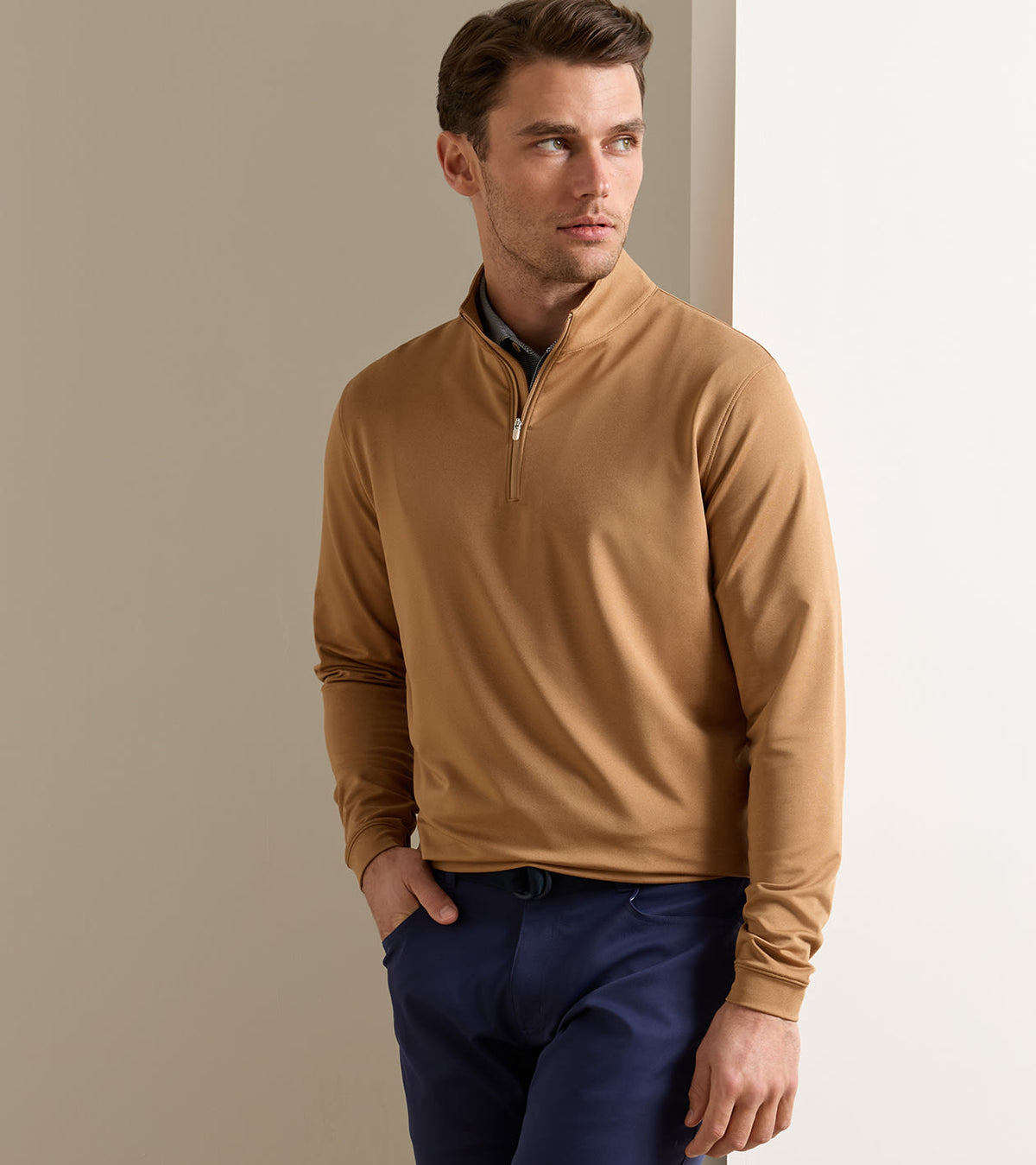 Perth Mélange Performance Quarter-Zip- Dark Amber