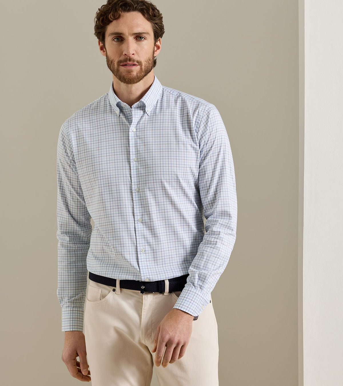 Bruce Crown Lite Cotton-Stretch Sport Shirt- Navy