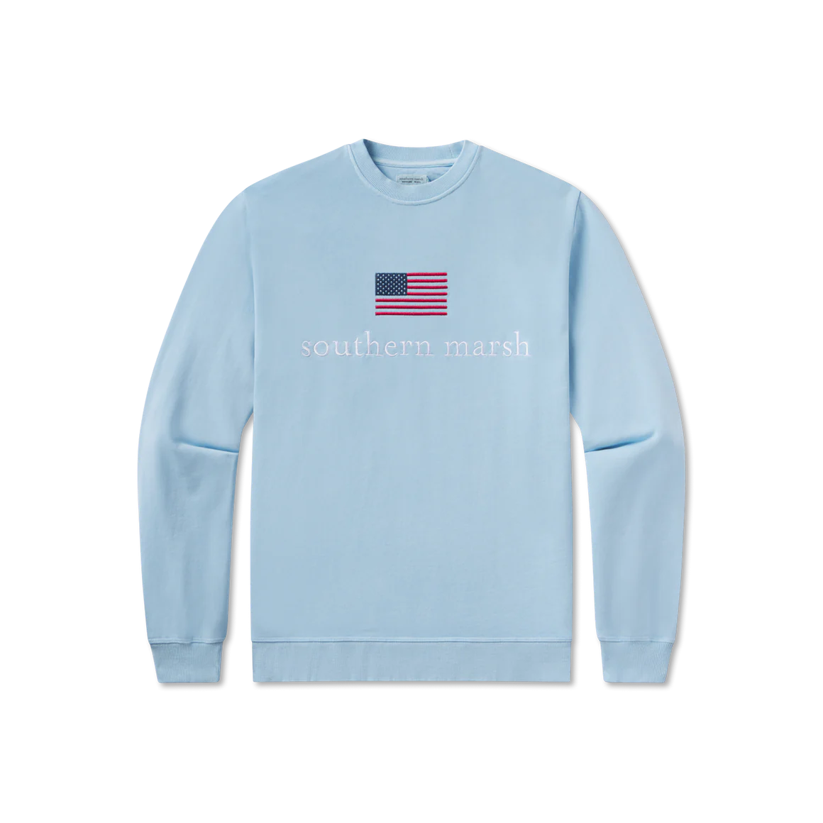 Southern Marsh American Flag Seawash Sweatshirt- Washed Blue