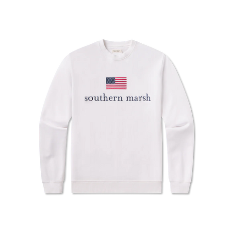 Southern Marsh American Flag Seawash Sweatshirt- White