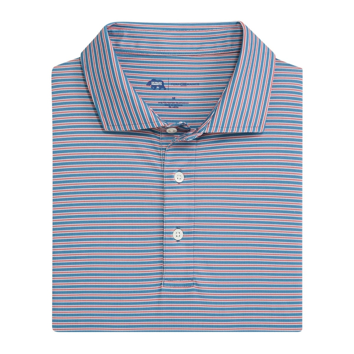 Trophy Stripe Performance Pique Polo - Captains Blue