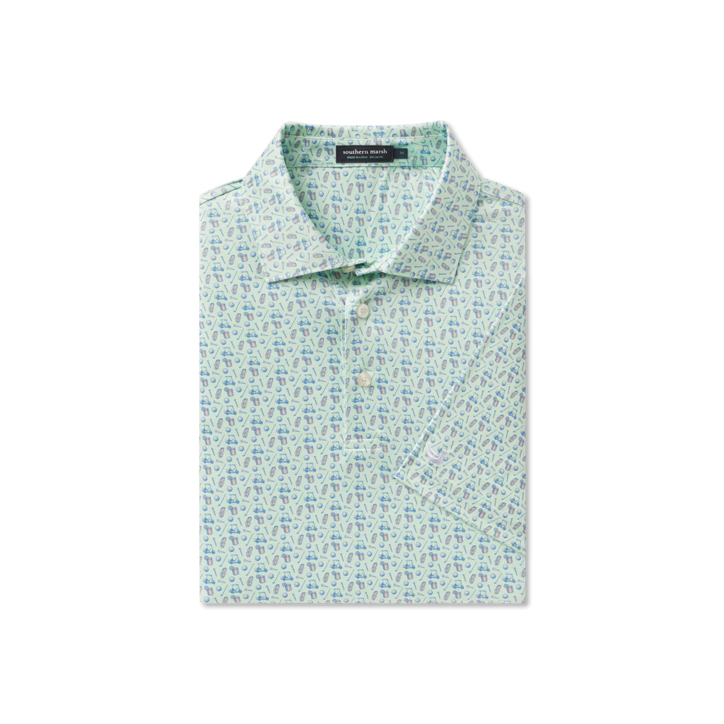 Southern Marsh Cart Path Flyline Polo- Seafoam