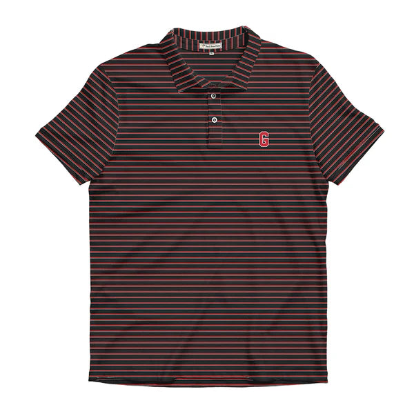 Peach State Pride UGA Block G Poplar Polo- Black,Red&White
