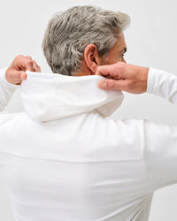 Hoppin Ribbed Knit Performance Hoodie- White