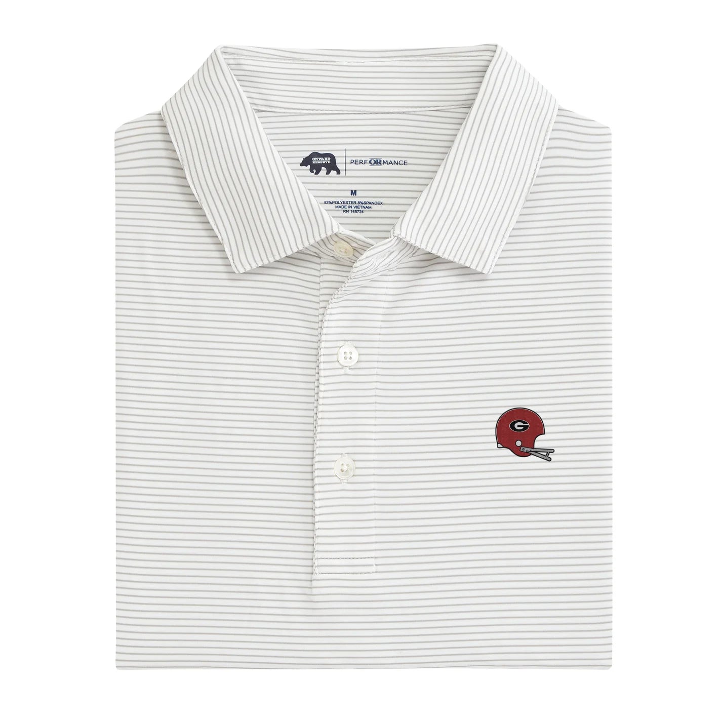 UGA Vintage Helmet Birdie Stripe Performance Polo - Mirage Grey