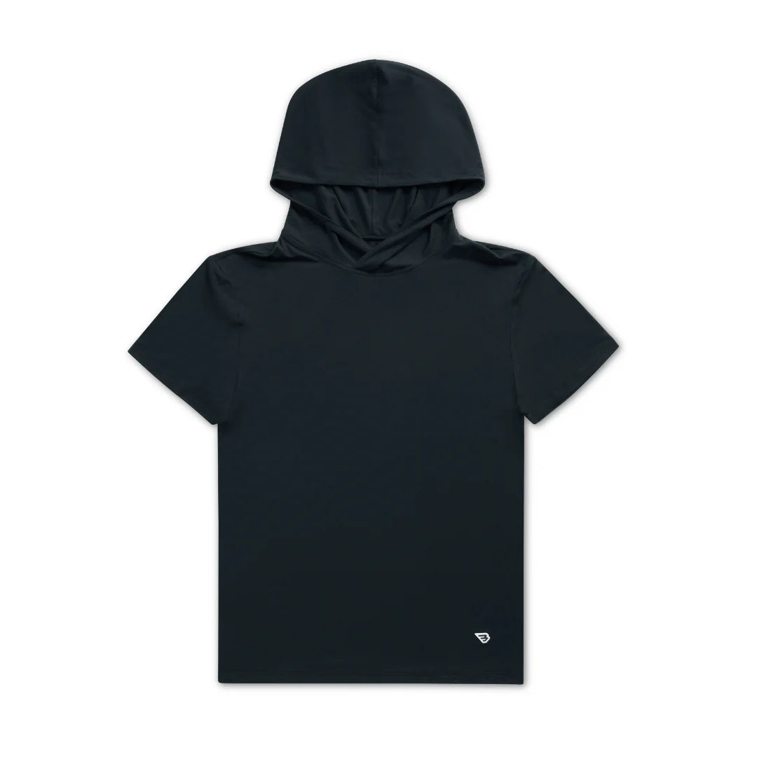 Short Sleeve Performance Hoodie-Black