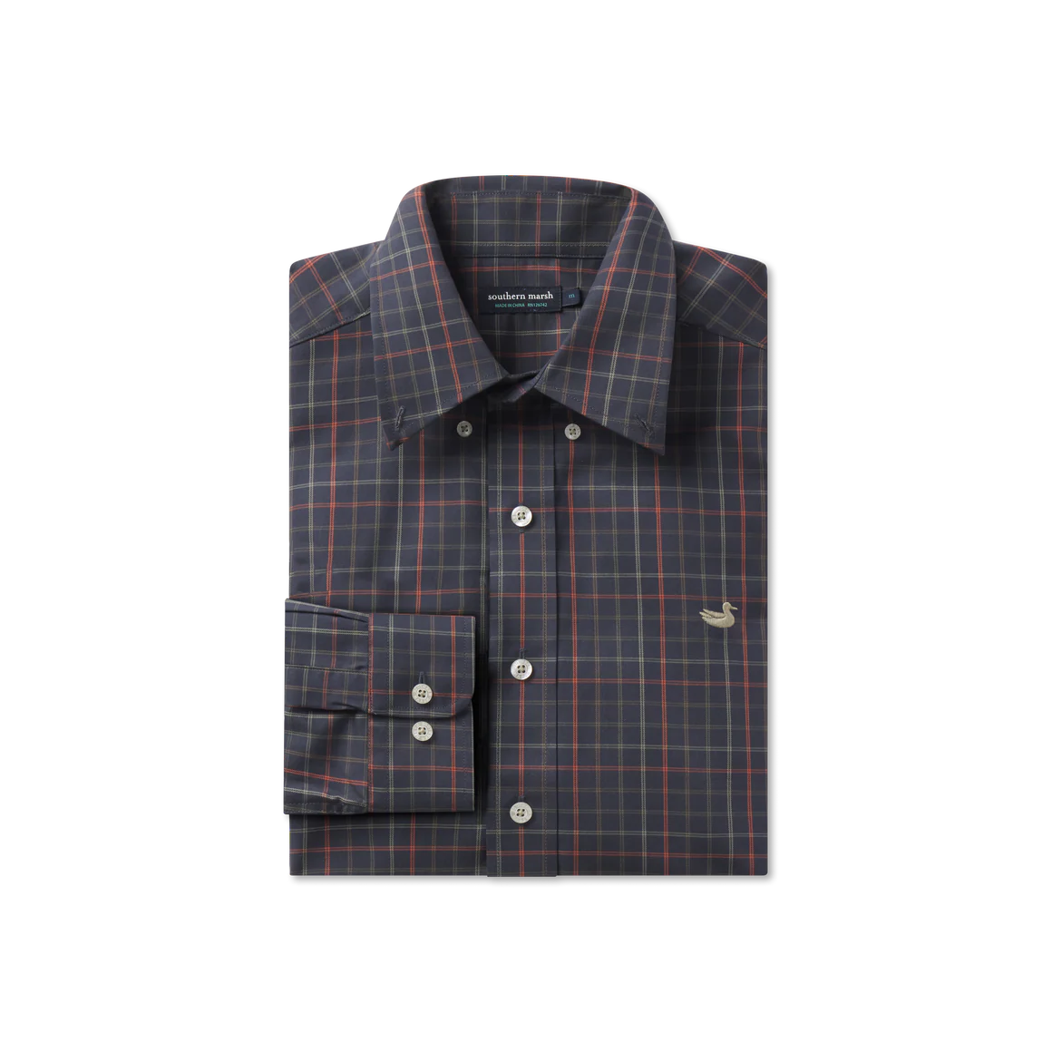 Southern Marsh Chateau Dress Shirt- Navy&Dark Olive