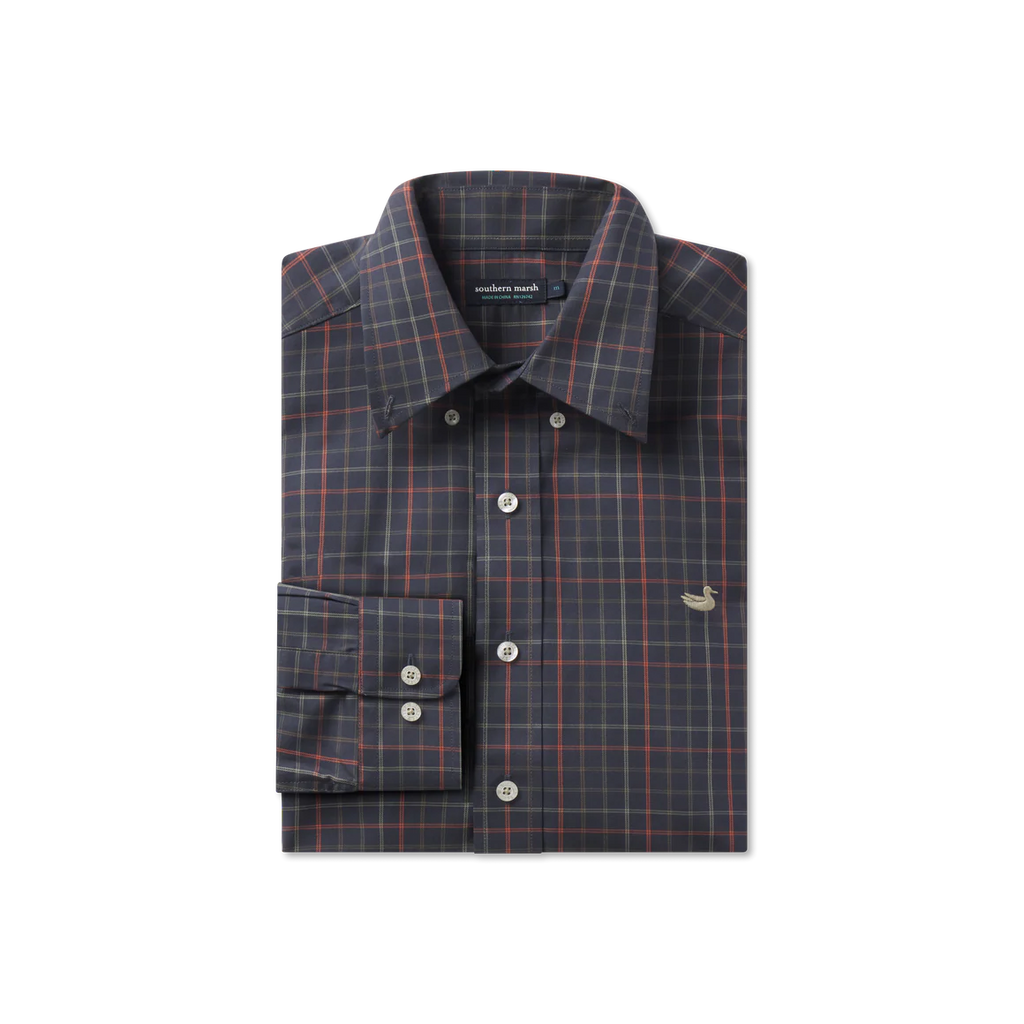 Southern Marsh Chateau Dress Shirt- Navy&Dark Olive