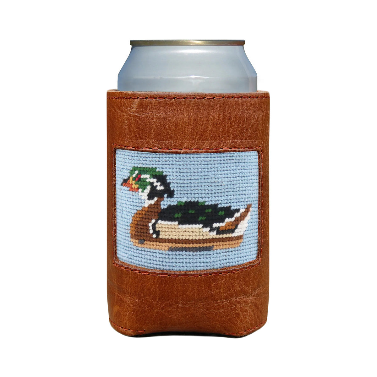 Wood Duck Decoy Can Cooler (Antique Blue)