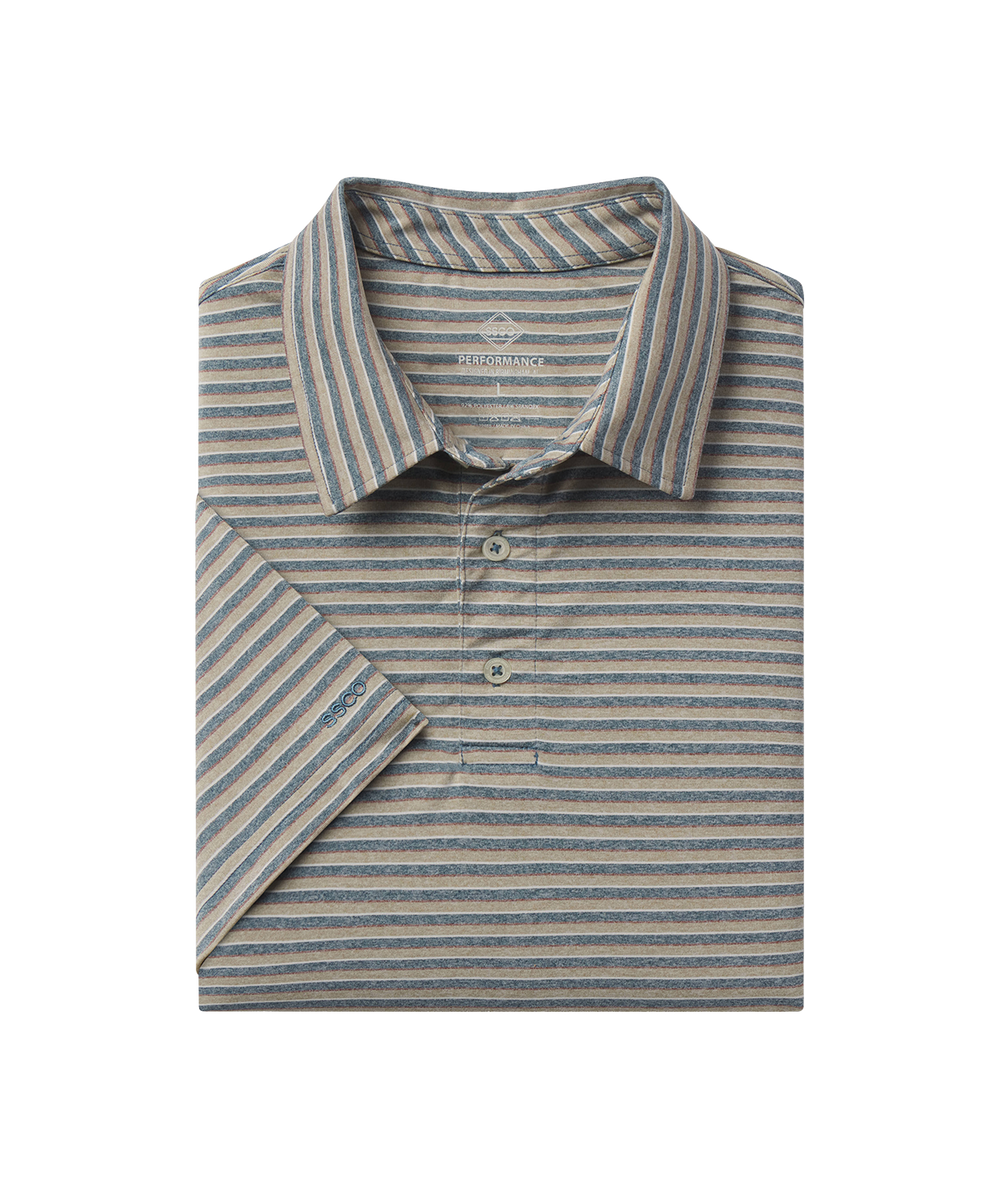Cahaba Heather Stripe Polo - Blue Ridge