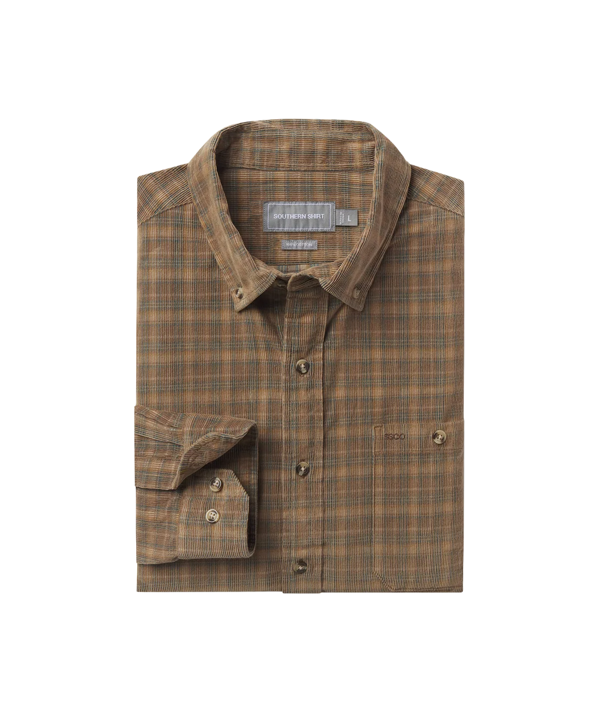 Braxton Lightweight Cord Flannel - Saddle