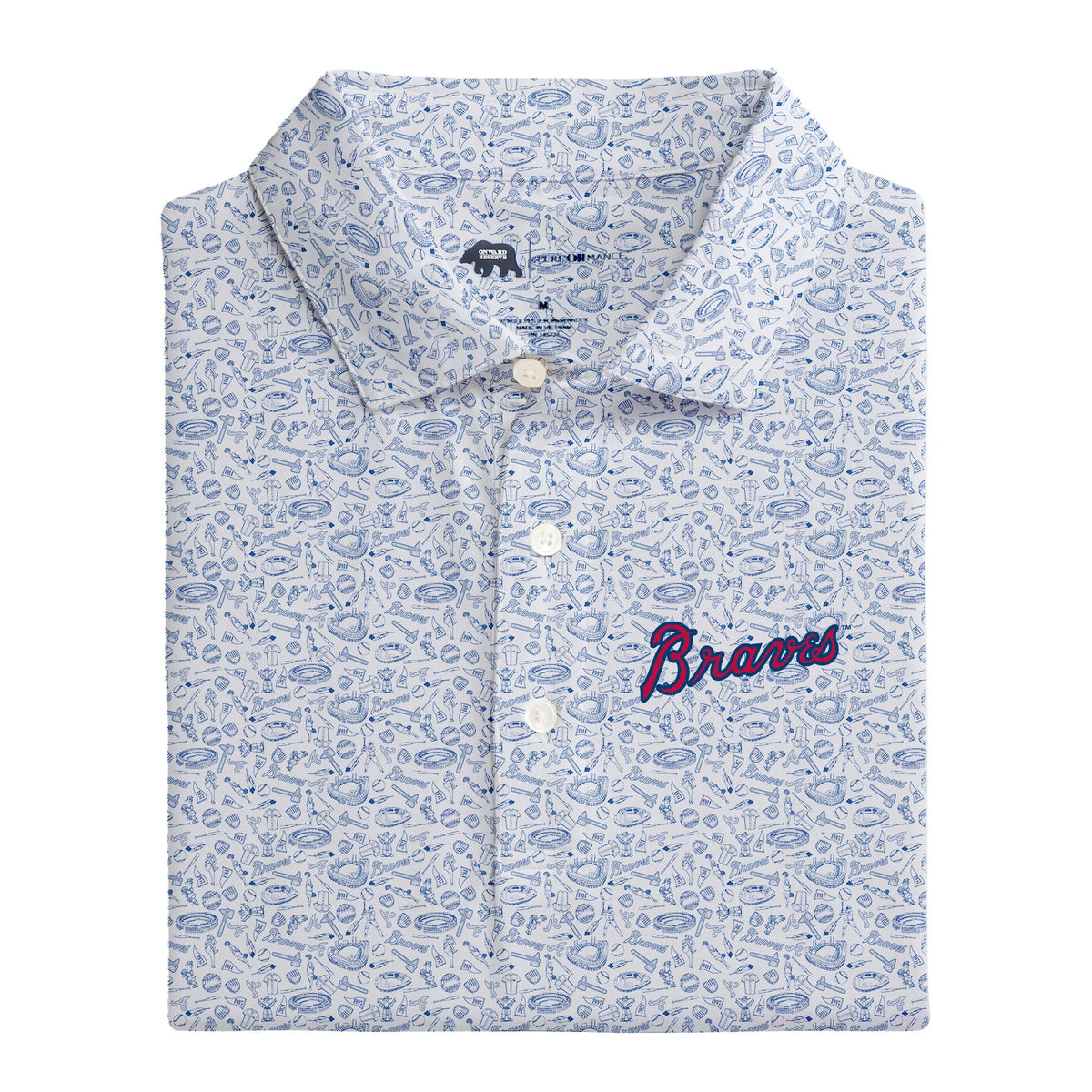 Braves Icons Printed Performance Polo - White