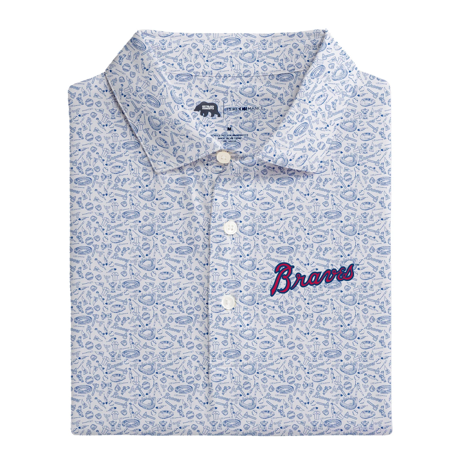 Braves Icons Printed Performance Polo - White