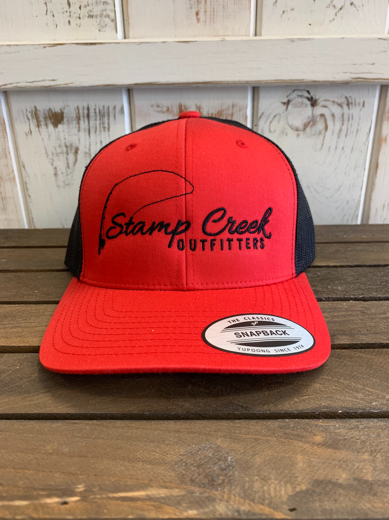 Stamp Creek Outfitters Trucker Hat- Red/Black